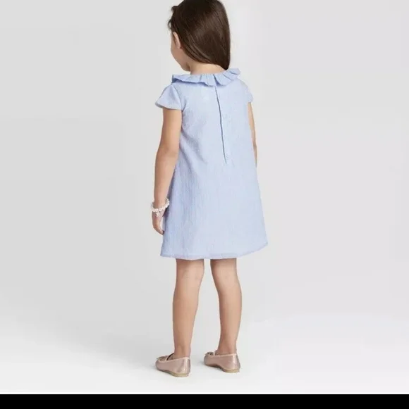 Carter's Toddler Girl Blue Flutter Sleeve Dress Size 2t🔥5$ If You Get Bundle🔥 - Picture 2 of 5